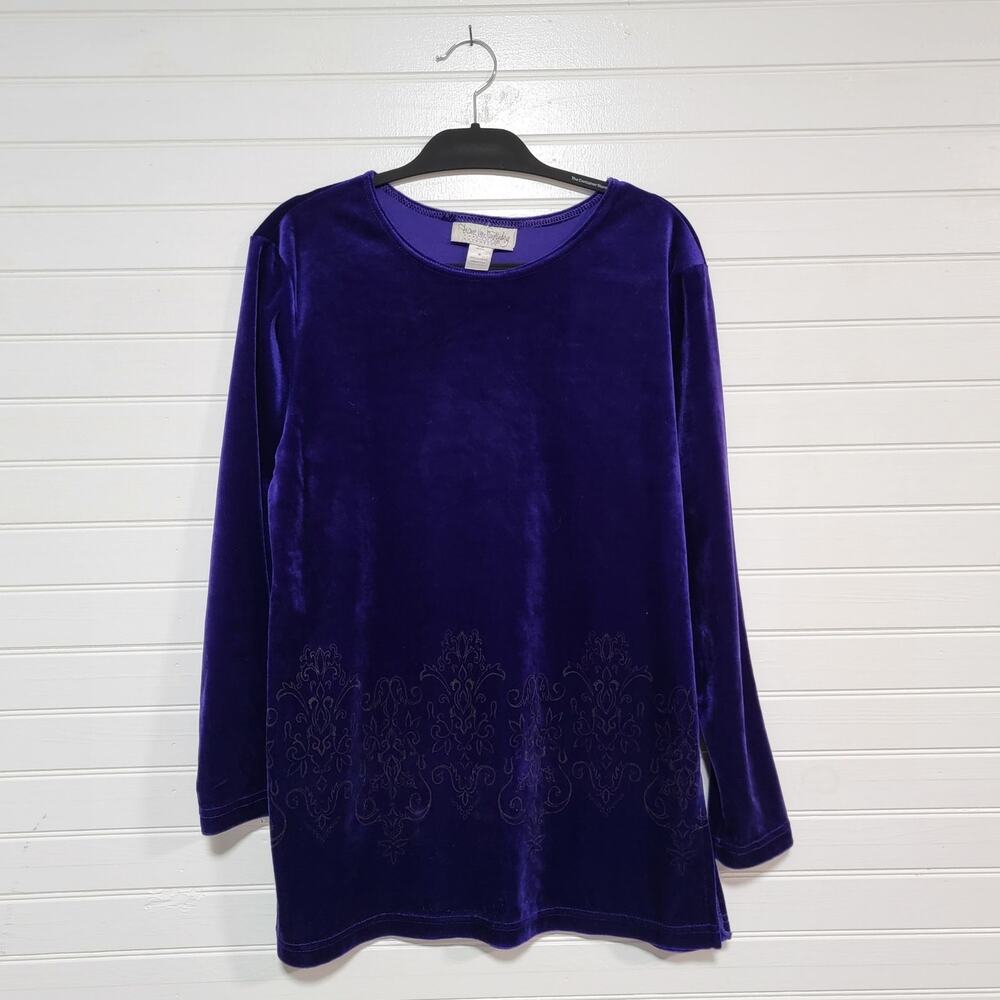 Diane von Furstenberg Size Medium Purple Velvet Tunic Baroque Jacquard VTG USA